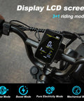 Dope Fat Tire Electric Mountain Bike With 800W Peak Motor 20 MPH Top Speed Removable Battery Front Fork Suspension 16 Inch Teens Ebike Wider Seat For All Day Comfort Up To 35 Mile Range For Leisure Riding And Commuting handlebar LCD display screen with 3+1 riding modes