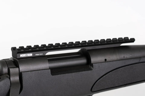 Picatinny Rail Mount For Remington 700 Short Action Rifles 0 MOA on rifle receiver, side view