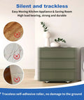 Green cabinet using self adhesive mini caster wheels for silent, scratch-free movement