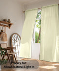 Light Yellow Semi Sheer Curtains Two Panels 84 Inches Long 52 Inch Wide Light Filtering Window Drapes in a bright room