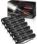 Ultra Bright LED Flashlight Six Pack With 2000 Lumens Five Modes Waterproof Zoom Focus Beams, black portable flashlights.