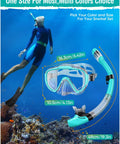 All In One Snorkel Set For Adults With Anti Fog Panoramic View Swim Mask And Dry Top Snorkel Kit Includes Carry Bag For Snorkeling