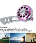 Lightweight Aluminum Alloy Fishing Reel Power Handle With Ergonomic Knob Grip And Full Frame Kit For Lew's Baitcasting Reels Purple, silver reel handle