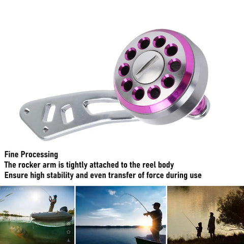 Lightweight Aluminum Alloy Fishing Reel Power Handle With Ergonomic Knob Grip And Full Frame Kit For Lew's Baitcasting Reels Purple, silver reel handle