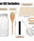 All In One Kefir And Kombucha Fermentation Kit For Home Brew With 64 Ounce Wide Mouth Mason Jar Plastic Lid Nylon Mesh Strainer