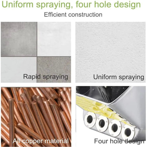 Heavy Duty Straight Shooter Pneumatic Mortar And Plaster Sprayer Gun For Walls And Ceilings with four hole design and copper material.