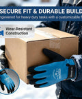 Person holding box wearing All-Weather 100% Waterproof Winter Gloves For Men And Women XXL With Double-Layer Latex, close-up view