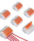 Five Port Lever Wire Connector Six Pack High Capacity Quick Connect Terminal for LED Strip and Under Cabinet Lighting.