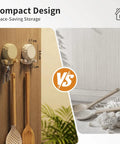 Tough As Nails Two In One Self Adhesive Magnetic Wall Hooks With Heavy Duty Grip No Drill Mount For Clutter Free Kitchen Organization And Safe Metal Storage showing compact design with kitchen utensils.