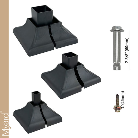 Heavy Duty Steel Fence Base Flange Kit For 2 Inch Square Posts Complete Set With Base Interlocking Cover Built To Last