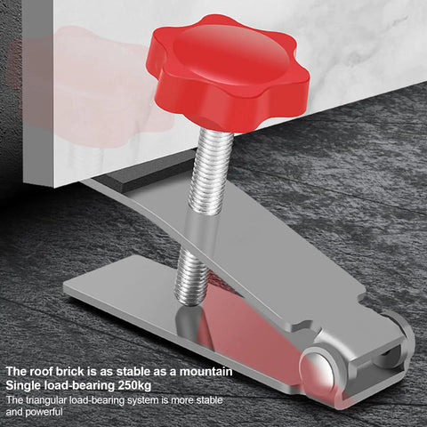 Close-up of Heavy Duty Tile Lifter With Adjustable Arm Jack and Triangular Load Bearing Base, showcasing red fine tune knob.
