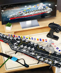 RC Aircraft Carrier Warship Toy With 2.4GHz Dual Motor Power And High Speed Remote Control LED Lights, LHD 883 Naval Ship