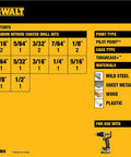 DeWalt 14-piece titanium nitride coated drill bit set on yellow packaging, front view