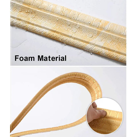 Self Adhesive Flexible Foam Molding Trim 90 Inch Long By 3 Inch Wide 3D Decorative Wall Border PE Foam Material