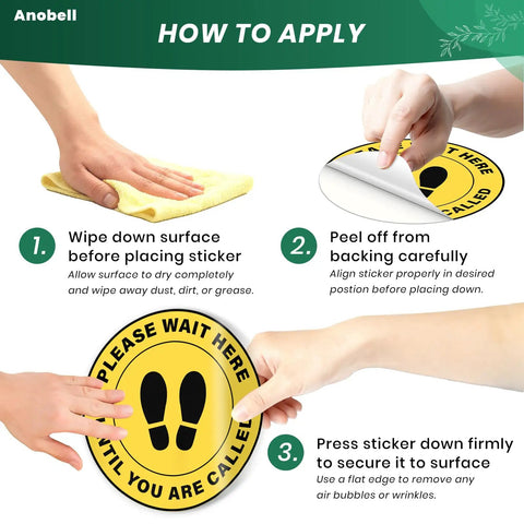10 Pack Please Wait Here Until You Are Called Sign 12 Inch Square Vinyl Floor Sign Peel And Stick Weatherproof Waiting Area Decor For Social Distancing Strong Adhesive Durable And Easy To Apply, application steps
