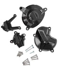 Straight Forward Fiberglass Nylon Engine Cover Set Replacement For Bmw S1000R 2009 To 2016 with carbon weave, includes four parts and screws.