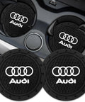 Audi Slick Silicone Cup Holder Coaster Set With Crystal Rhinestones for car interior, shown in cup holders, 2-pack