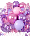 Pink And Purple Music Note Foil Balloons Set, 12 Inch Metallic Balloons Mix for Birthday Parties, Baby Showers, Weddings