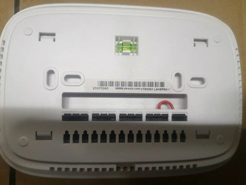 Back view of Lakepro-1 Smart Home Thermostat with Wi-Fi and Alexa compatibility, showing wiring connectors and C-wire port.