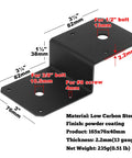 Six Pack Black Z Tie Plates For Post To Beam Deck Joists, Heavy Duty 13 Gauge Carbon Steel, Fits 2x4 Cross Beams And 4x4 Posts