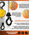 Half Ton Chain Hoist, Ultra Lightweight And Compact, 10 Foot Lift, 11 Inch Low Headroom, industrial-grade steel chain with yellow casing