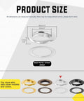 40 Piece Grommet Eyelet Set With Washers size chart and color options, including silver, bronze, gold, gunmetal for DIY projects.