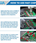 Diagram showing steps to use low melting SMD IC removal alloy for rework in 6.5 inch length pieces on circuit board.