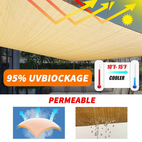Heavy Duty 16x16x16 Foot Sun Shade Sail Triangle Permeable 185GSM Dark Grey Outdoor All Weather Shade Cover installed