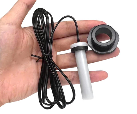 TYHI R0456500 temperature sensor probe with long black wire, gray mounting stem, and mounting nut