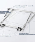0 To 24 Inch Adjustable House Bracket For Antenna Tower Mast Beefy Heavy Duty Galvanized Steel Support With Mounting Hardware Easy Install For Outdoor Wall Mount Stabilizer In Home Building Installations, angled view with pre-drilled holes