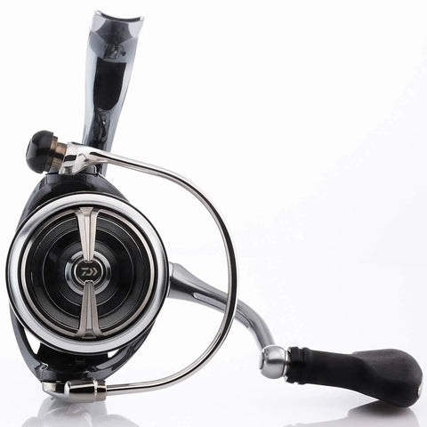 Exist LT 2500-XH Spinning Reel Right Hand, Ultra Lightweight Yet Tough, frontal view showing smooth drag system and high gear handle