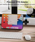 Tablet connected to a USB C Power Meter and Voltage Current Tester 2 In 1 Digital Multimeter For 3.6 To 32V 0 To 8A Type C Voltmeter.