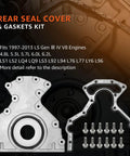 Beefed-Up Rear Main Seal Cover And Gasket Bolts Kit For GM LS V8 Engines 4.8L 5.3L 5.7L 6.0L 6.2L 1997 To 2013 Replace 12639250 12633579 635-518 Fits Chevy GMC And Cadillac, aluminum cover with gasket and bolts
