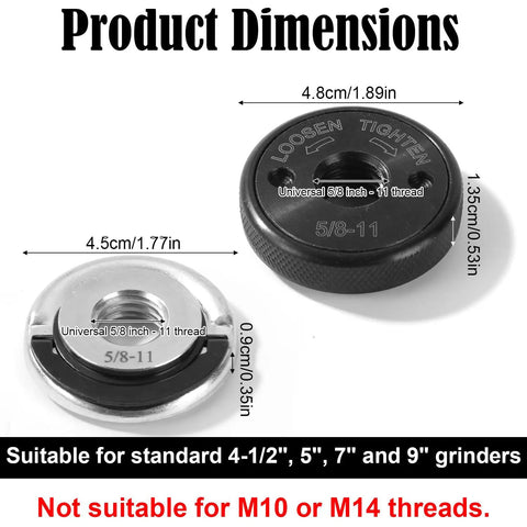 Dimensions of 2-Pack 5/8-11 Angle Grinder Flange Nuts Kit Heavy Duty Carbon Steel Self Lock Knurled Arbor Nuts