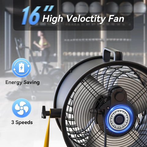 Beastly High Velocity 16 Inch Floor Fan With 3 Speed Settings Delivers 2500 2800 And 3000 CFM Industrial Shop Fan front view