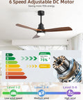 Dope 52 Inch Ceiling Fan With Lights And Remote Control, Solid Wood Outdoor Indoor Farmhouse Style Ceiling Fan, energy-efficient DC motor