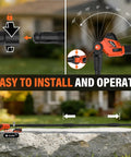 Cordless Pole Hedge Trimmer With 18-Inch Blades, Up To 16-Foot Reach, shown with easy installation and adjustable angles