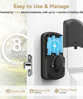 Rock Solid 5 In 1 Smart Deadbolt With Handle Fingerprint Scanner And Keypad Keyless Entry Door Lock showing battery compartment.