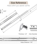 Size reference for Six Pairs Heavy Duty 20 Inch Drawer Slides With Full Extension Rails And Glides Ball Bearing Side Mount