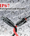 IP67 waterproof connectors on Plug And Play Solar Panel Extension Cable 20FT 14AWG for outdoor setups and PV systems