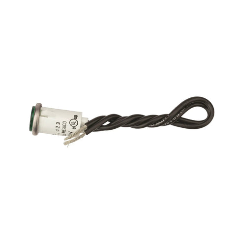 Round Indicator Light With Non Replacable Lamps Press Fit Nylon Housing Polycarbonate Lens 125 Volt UL Listed CSA Certified 6 Inch Wire Leads Great For Electrical Panels And Control Boxes side view