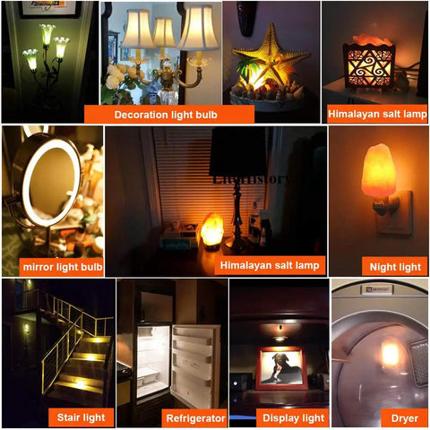 E12 LED Night Light Bulbs 1W Equal 15W 150 Lumen 2700K Warm Glow For Himalayan Salt Lamps T22 T7 Base 2 Pack Energy Saving Easy Install Cozy Vibe Home Lighting.