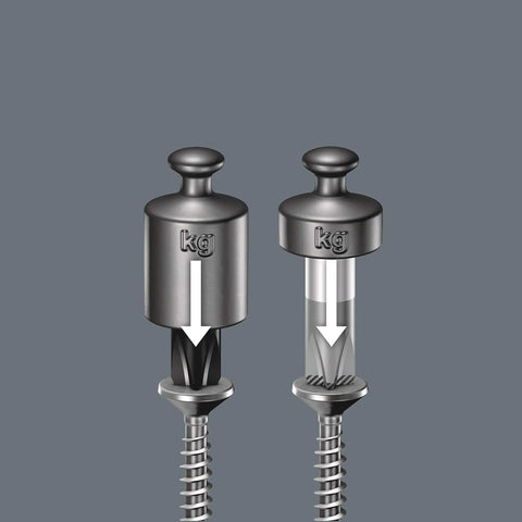Details of screw heads from the Kraftform Big Pack 300 14 Piece Pro Grade Screwdriver Set With Ergonomic Multi Component Handle Includes Slotted Phillips Pozidriv And Torx Bits.