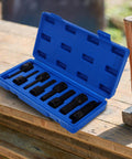 JEWEDECO 1/2-inch impact wrench hex socket set, 8 pcs in blue plastic case