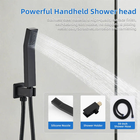 Killer Black Shower Faucet Set With 8 Inch Rainfall Head And Adjustable Handheld Sprayer For A Heavy Duty Bathroom Upgrade That Brings Serious Spa Vibes Straight To Your Doorstep