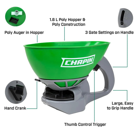 Handheld Lawn And Garden Spreader With Thumb Control Gate, 0.3 Gal Poly Hopper, Lightweight Portable Seed Fertilizer Spreader