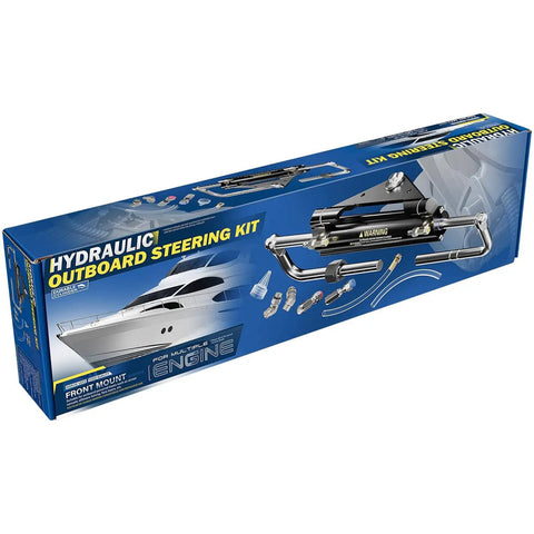 150HP Hydraulic Outboard Steering Cylinder Front Mount Replacement For Seastar HC4645H Two Way Lock Valve Beefed Up Aluminum Alloy Body With Corrosion Resistant Build For Boats Up To 150HP And Smooth Responsive Steering