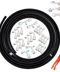 Air Conditioning Hose And Fittings Kit 26-Piece Set With 9.5-Foot Hoses In Sizes 6, 8 And 10 Includes Fittings And Pipe Cutter For DIY HVAC Repairs Great For Home Projects