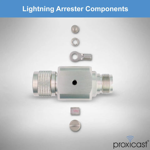 Coaxial Lightning Arrester Suppressor Pro Grade With PL259 And SO239 Connectors components shown disassembled