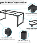 Massive 63-Inch Wide Computer Desk With 31.5-Inch Depth, sturdy black metal frame with support bars and adjustable legs